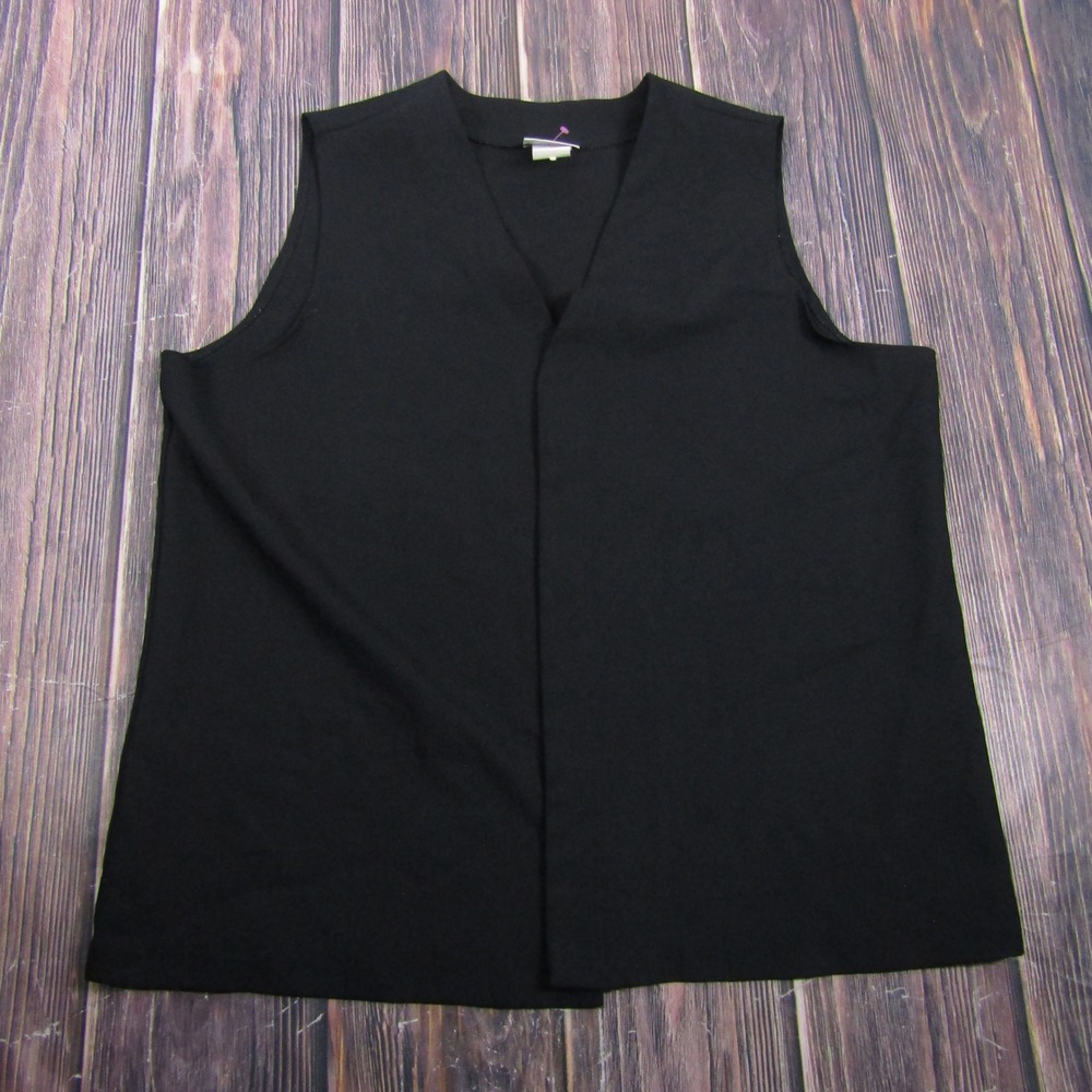 Bend Over Vest Women 2XL Black Sleeveless V-Neck Open Front Polyester Fun